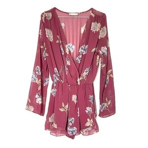 Altar’d State rose pink floral romper sheer size medium